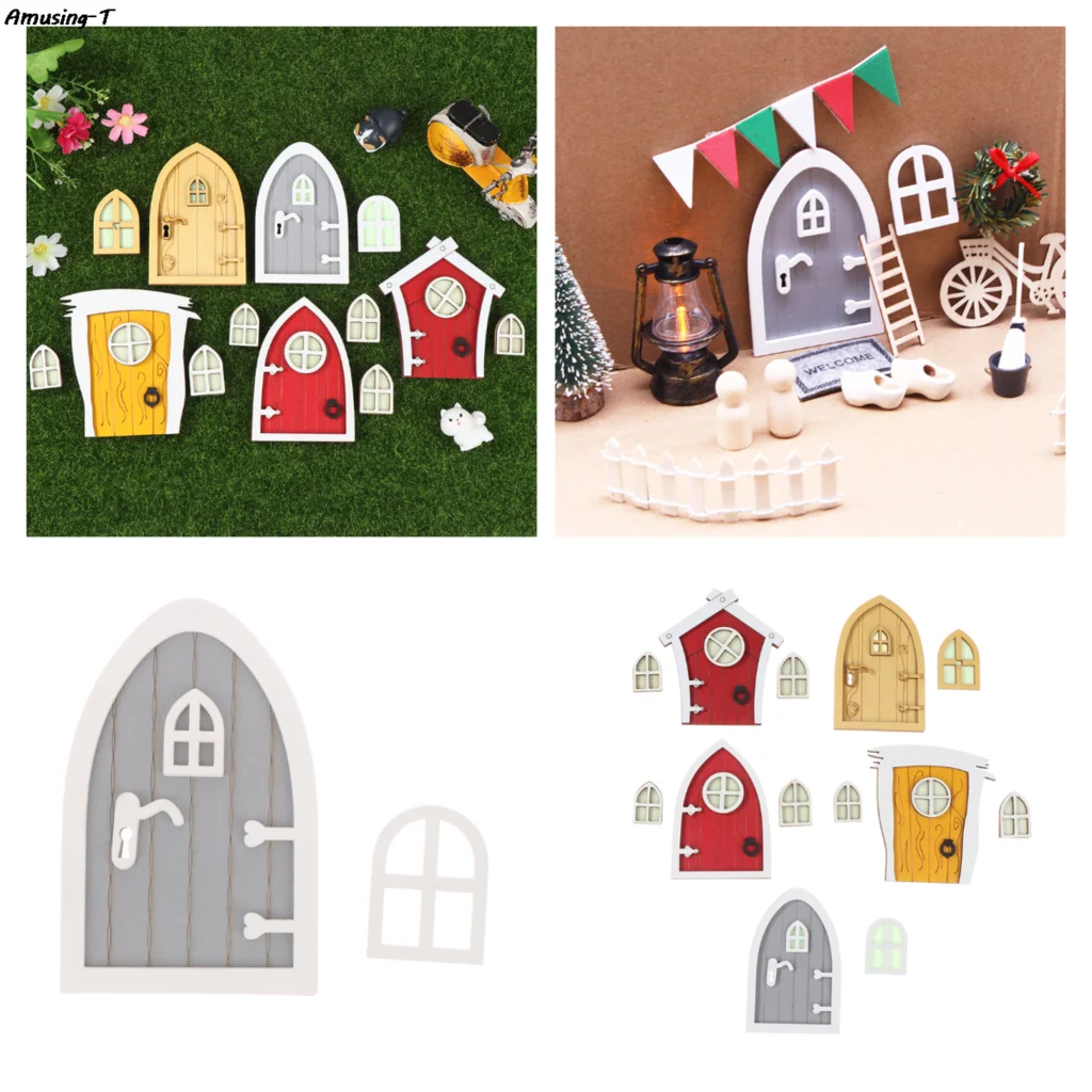

DIY Wooden Fairy Elf Door Craft Kit Christmas Door Decoration Vintage Miniature Fairy Garden Decor Dollhouse Accessories