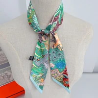 2024 Brand Design Zebra In Flowers Women Scarf Luxury Silk Scarf Fashion Hair Headband Foulard Skinny Bag Scarves Neckerchief - Image 3