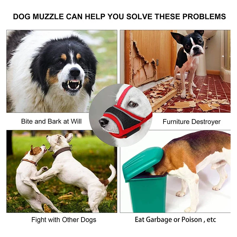 Breathable Dog Muzzle Drinkable Anti Biting Barking Chewing Muzzle for Dog with Anti-Drop Adjustable Reflective Strap in Night