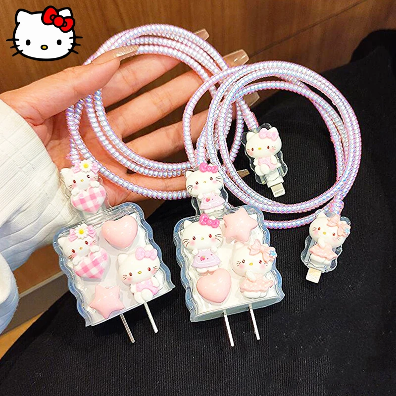 Kawaii Sanrio Hellokid Charger Box Cartoon 20W Anime Anti Caduta Caricatore Cavo Dati Anti Rottura Set Per Iphone Pro 11 12 Max
