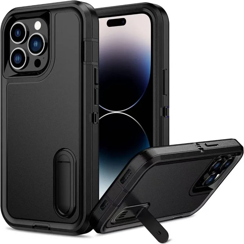 3-in-1 Hybrid Military-Grade Anti-Shock Phone Case with PC Hard Holder