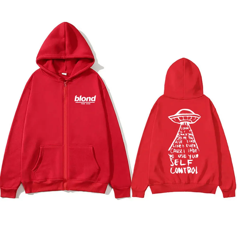 Rapper Frank Hip Hop Oversized Zipper Hoodies Blond Hip-Hop Trend Zip Up Jacket Ocean Fashion Zip Up Hoodies Men Zip Sweatshirts