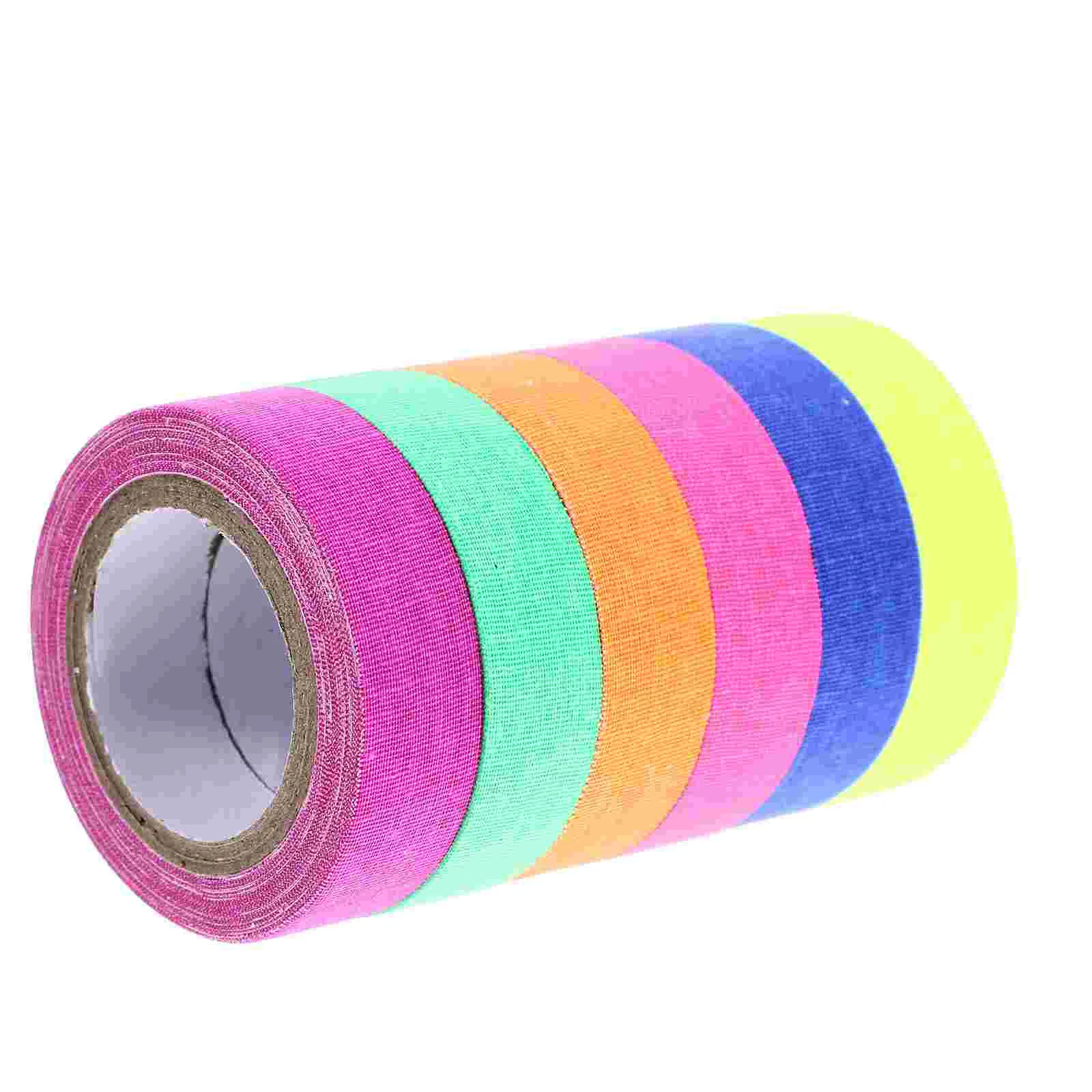 

5 Rolls of Fluorescent UV Cotton Tapes Self-Adhesive Luminous Tapes for Light Show Show Stage Performance Decoration (Random