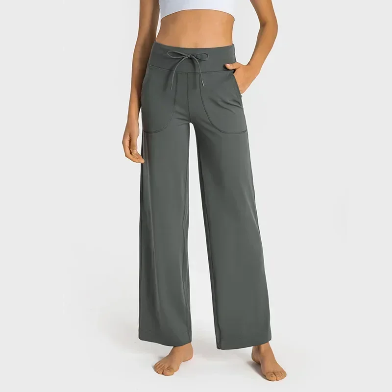 Women Wide Leg Pants Throwback Still Women's Loose Yoga High Waist Drawstring Outdoor Casual Jogging Gym Sports Flare Pants