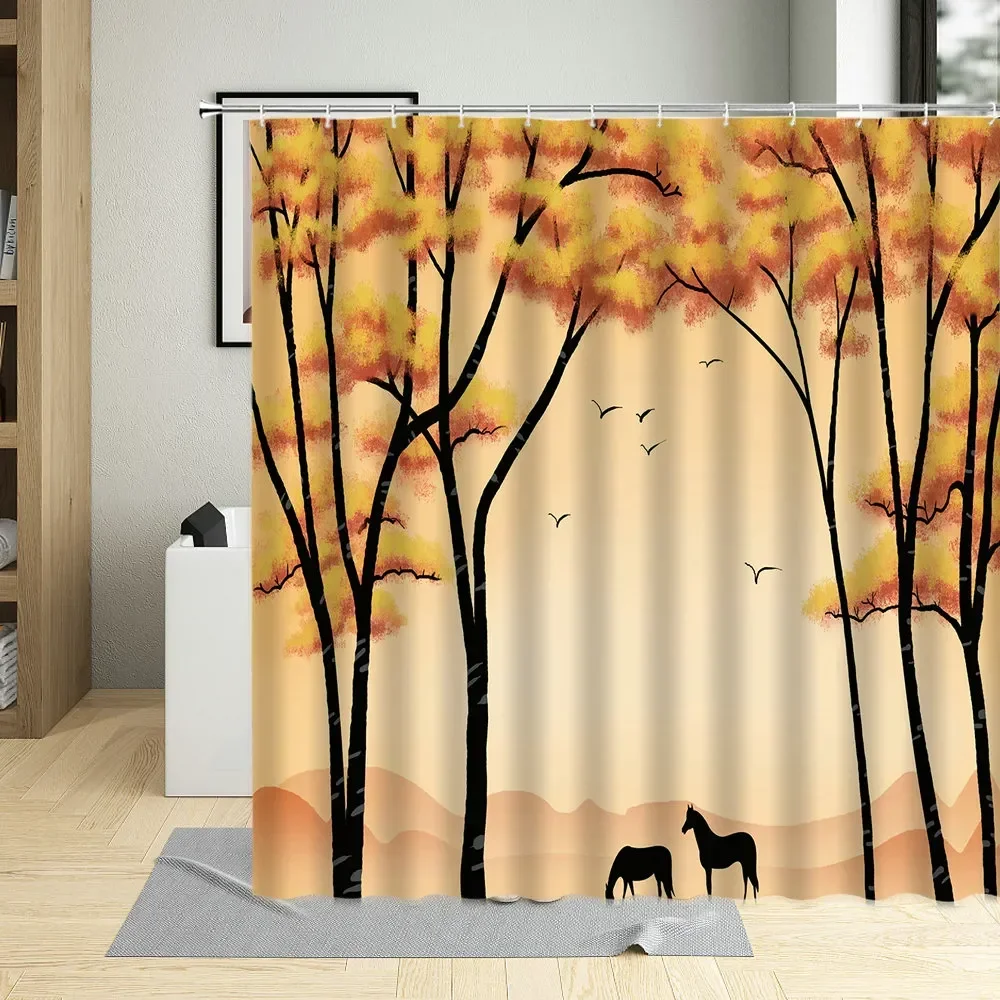 Yookeb Tenda Doccia Con Orso, 180x180 Cm, Tessuto Poliestere Impermeabile, Stile Rustico Con Animali, 12 Ganci Inclusi