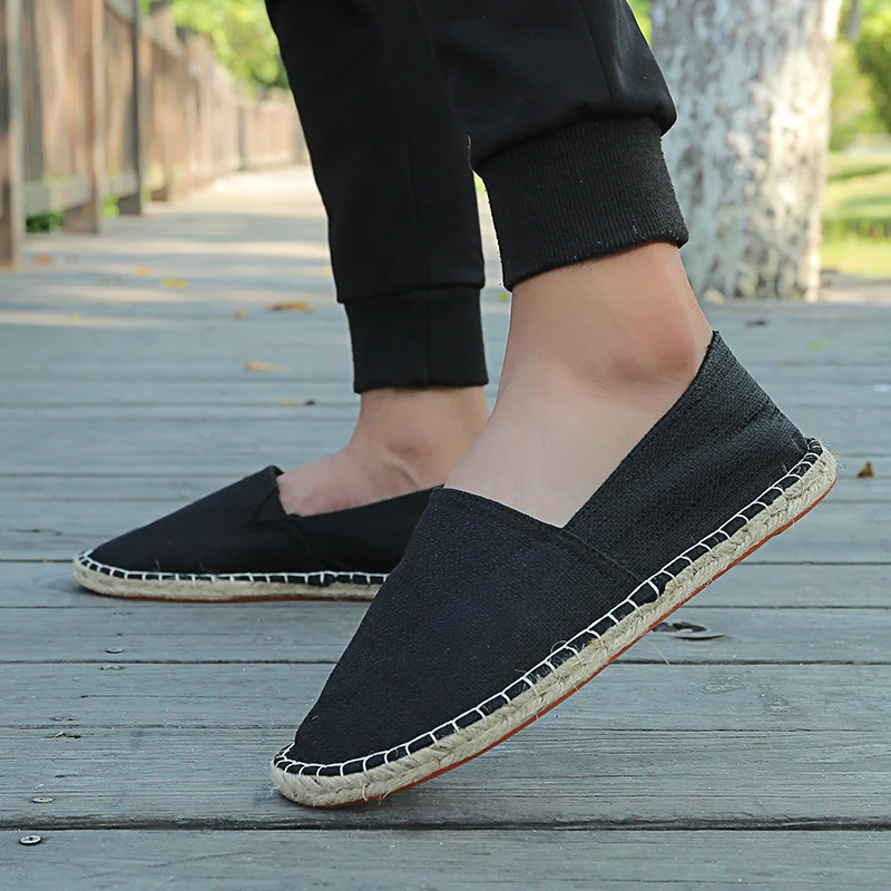 Espadrilles For Men Summer New Linen Men's Casual Shoes Handmade Weaving Fisherman Shoes Fashion Flats Large Size 47