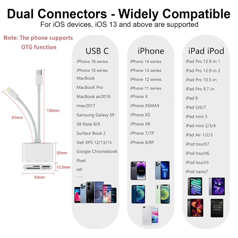 SD 카드 리더 라이트닝/타입 C to USB 3.0 SD/TF 카드 어댑터 메모리 카드 리더 아이폰 아이패드 맥북 삼성 안드로이드용