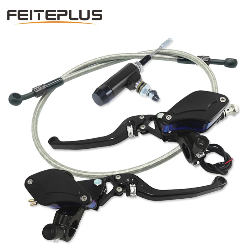 

7/8" 22mm CNC Aluminum Motorcycle Brake Clutch Master Cylinder Lever Reservoir Universal with Rod Brake Pump and Oil Hose Line