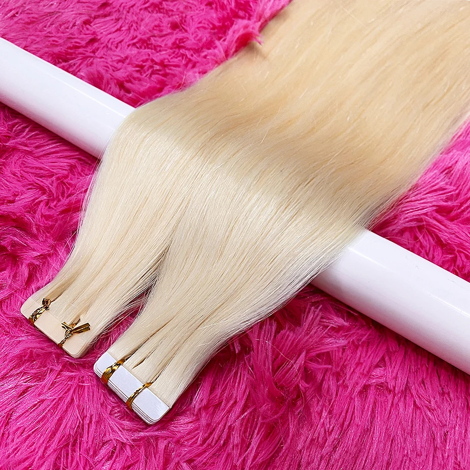 Full Shine Tape in Hair Extensions Human Hair 18 Inch Blonde Remy Human Tape in Extensions Invisible 20Pcs 50G