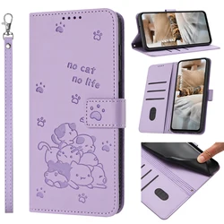 Luxury 3D Cat Wallet Case - Premium Flip Leather Phone Cover with Magnetic Stand - Google Pixel 8 Pro (Purple (YX - cat))