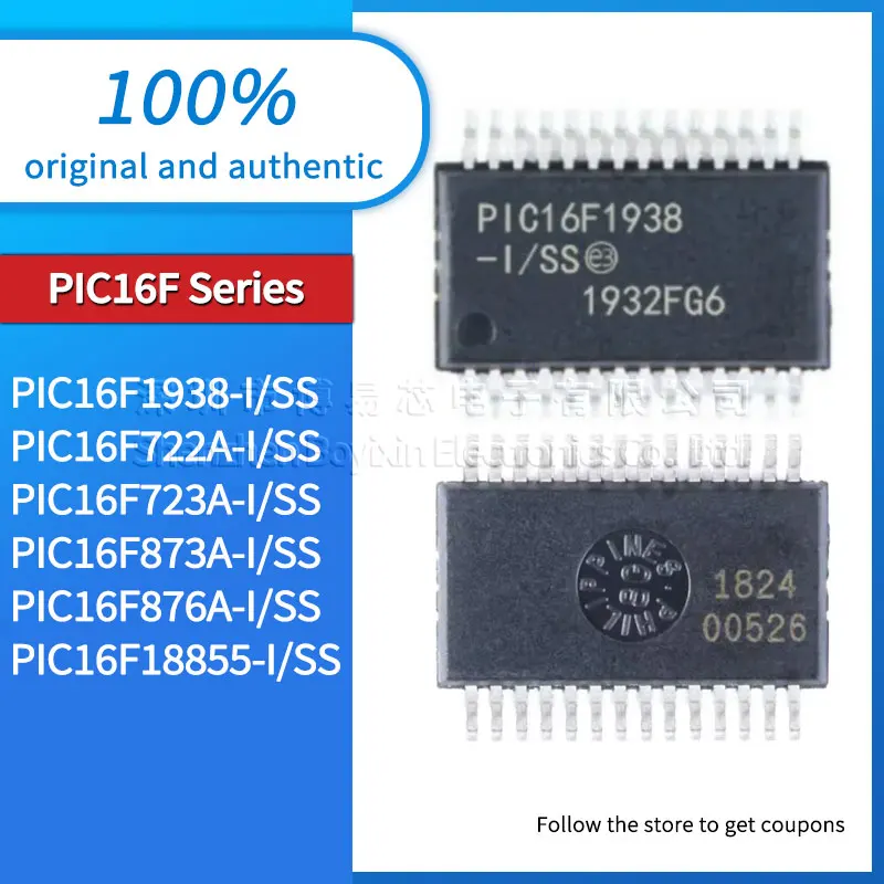 

Original genuine PIC16F1938-I/SS PIC16F18855 PIC16F722A PIC16F723A PIC16F873A PIC16F876A microcontroller IC chip SSOP-28