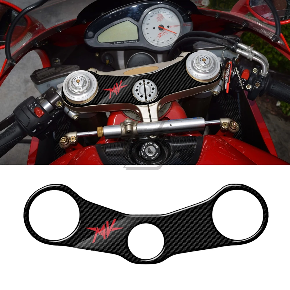 Motorcycle carbon look Decal Pad Triple Tree Top Clamp Upper Front End Sticker For MV Agusta F4 Models 2000-2006 car armrest box cover upper latch clip mr532555 for pajero 2000 2001 2018 auto accessories center upper