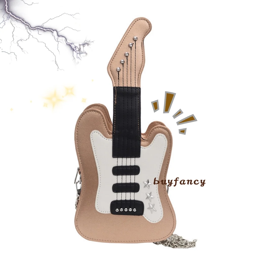 Punk Style Retro Special-Shaped Guitar Messenger Bag Y2K Asian Culture Hot Girl Chain Shoulder Bag Messenger Bags