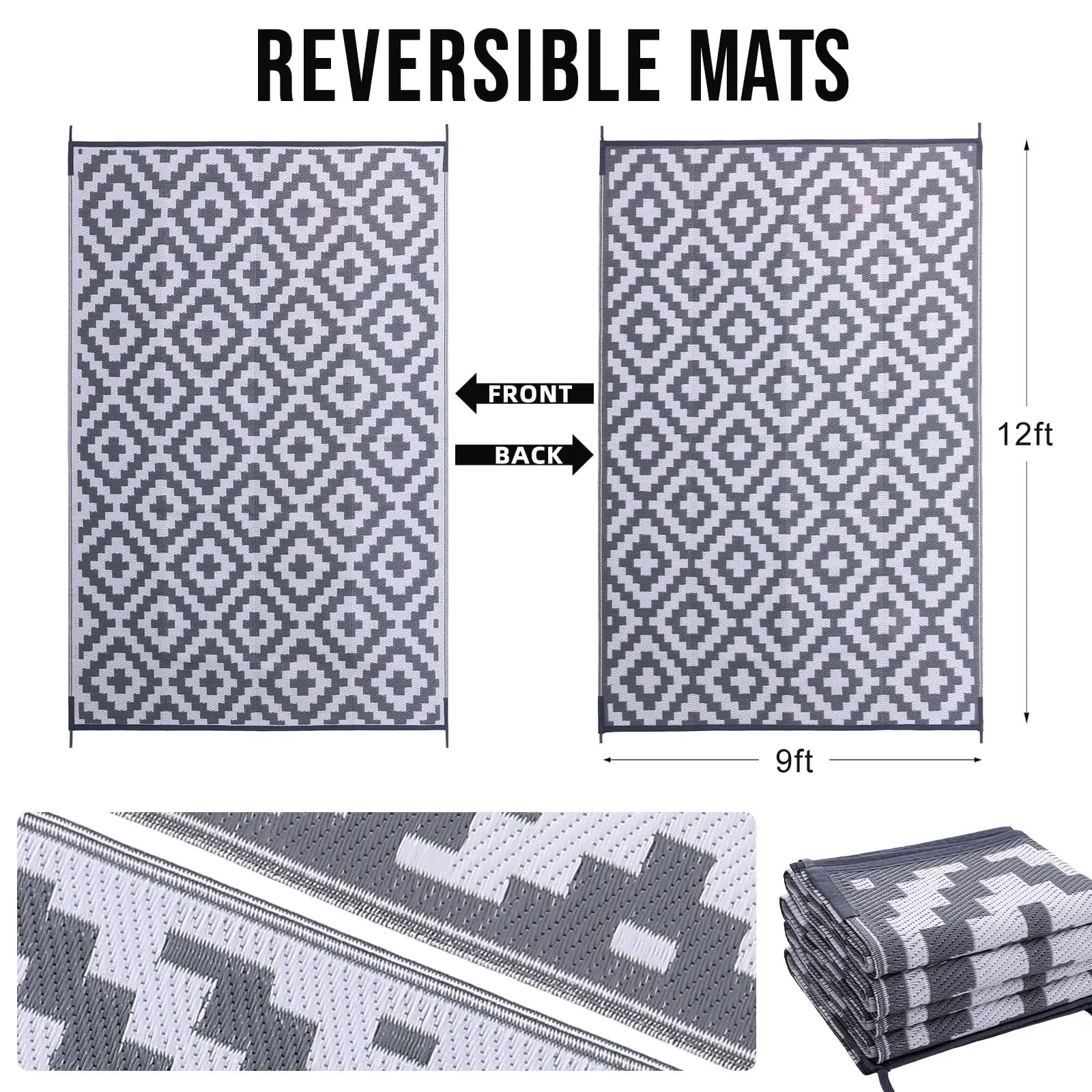 Hapihappy New Reversible Plastic Rugs For Camping Outdoor Mat Carpet For Rooftop Non-slip Waterproof Indoor Mats For Living Room 6