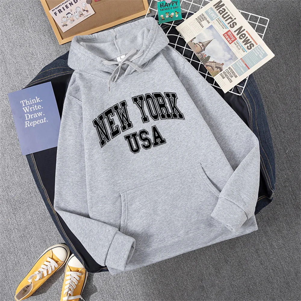 NEW YORK USA Women Hoody Street Casual Loose Sweatshirt Autumn Fleece Hooded Hip Hop O-Neck Clothing Female 5