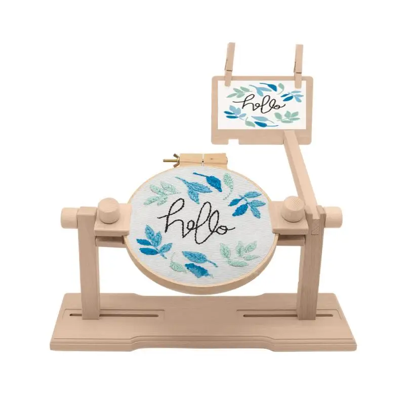 

360 Degree Rotation Embroidery Stitching Hoop Stand For Sewing DIY Art Craft Adjustable Beech Wood Holder Adults Mother Gifts