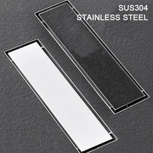 

304 Stainless Steel Invisible Floor Drain Long Strip Bathroom Hardware Anti-odor and Insect-proof Shower Accessories for Both Po