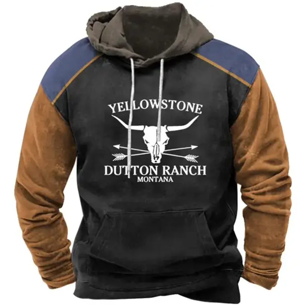 thumbnail image 1 of Nueva sudadera con capucha para hombre, sudadera con capucha con estampado de vaquero en 3D, camisetas de gran tamaño para hombre, ropa holgada vintage de Yellowstone para hombre, 1 of 5