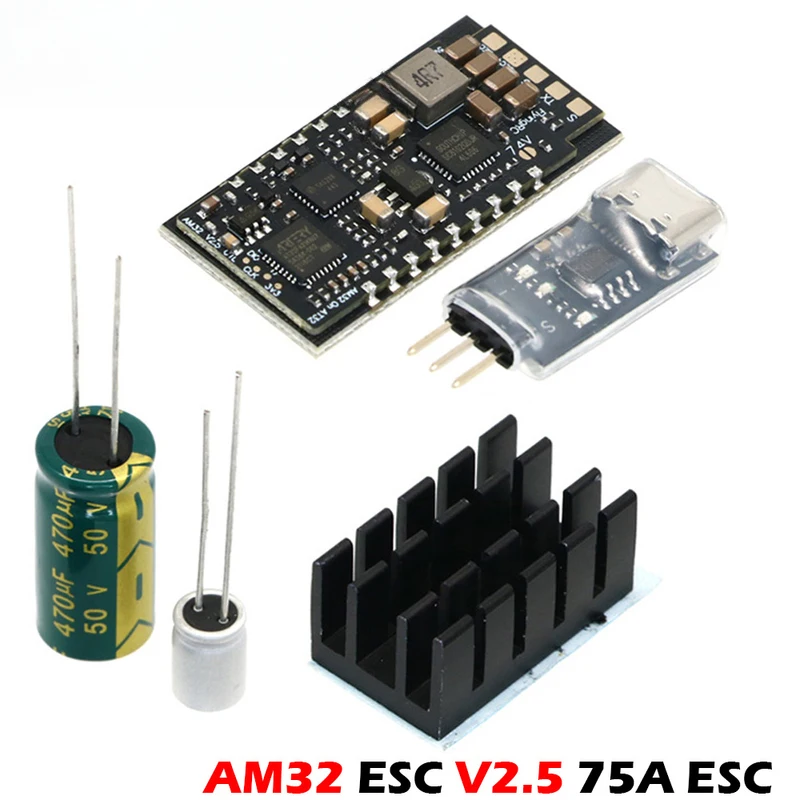 1PCS 브러시리스 AM32 ESC V2.5 85A 과도 전류 3-6S 7-26V 전자 모듈 RC 모델 항공기용 32비트 메인 컨트롤