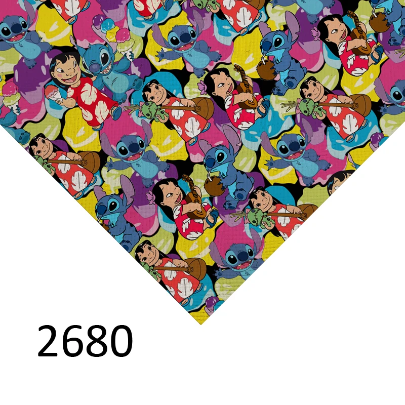 20*33cm DIY bow material A4 cartoon print vinyl lilo and stitch faux synthetic leather sheet 2682 