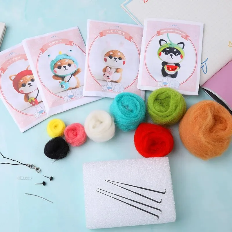 Wool Felting Package Material Animal Handmade Toy Non-Finished DIY Arts Crafts Needlework Yarn Needle Felting Starter Kit 1 Pcs