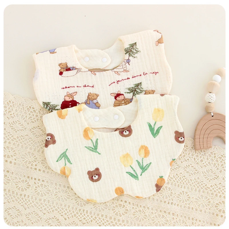 

Printing Newborns Waterproof Soft Cotton Baby Bibs Six Layer Flower Petal Infant Saliva Towel Child Burp Feeding Cloths