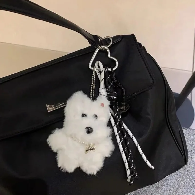 Cute Shaggy Dog Plush Hanging Ornament Windmill Keychain Creative Gift for Bag