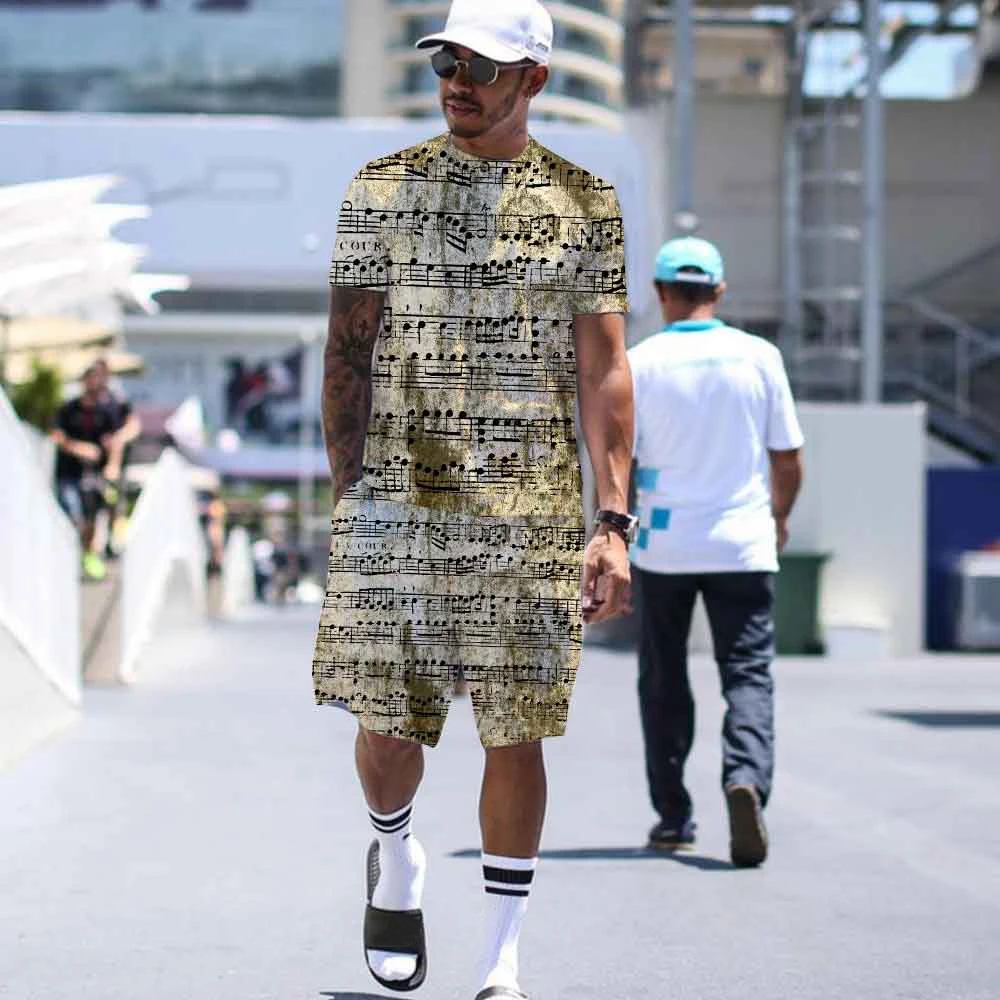 New Man T-Shirt Sets Retro Style Street Fashion Men's Clothing Set 3D Print Casual Fashion Sports Shorts Tracksuit Brand