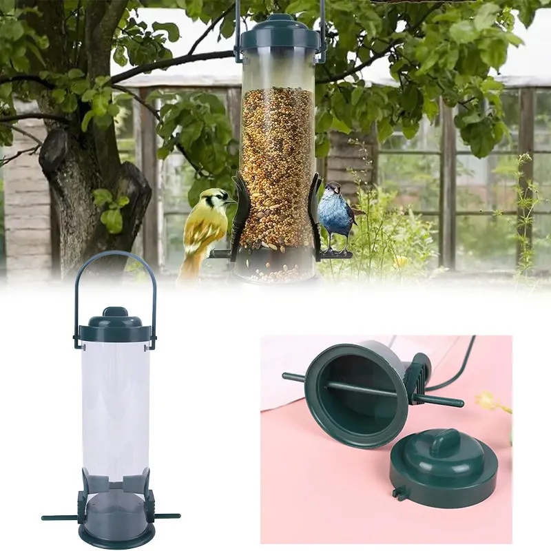 Wild Bird Seed Feeder Outdoor Suspended Feeder Portable Bird Food Dispenser Accessories Pet Supply Outdoor Courtyard Garden