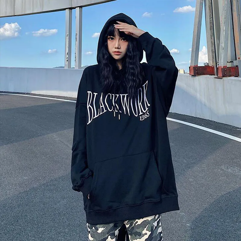 

Lazy Retro Y2k Letter Loose Sweatshirt Women's Sweatshirts Japanese Harajuku Ulzzang Female Korean Kawaii Clothing For Women