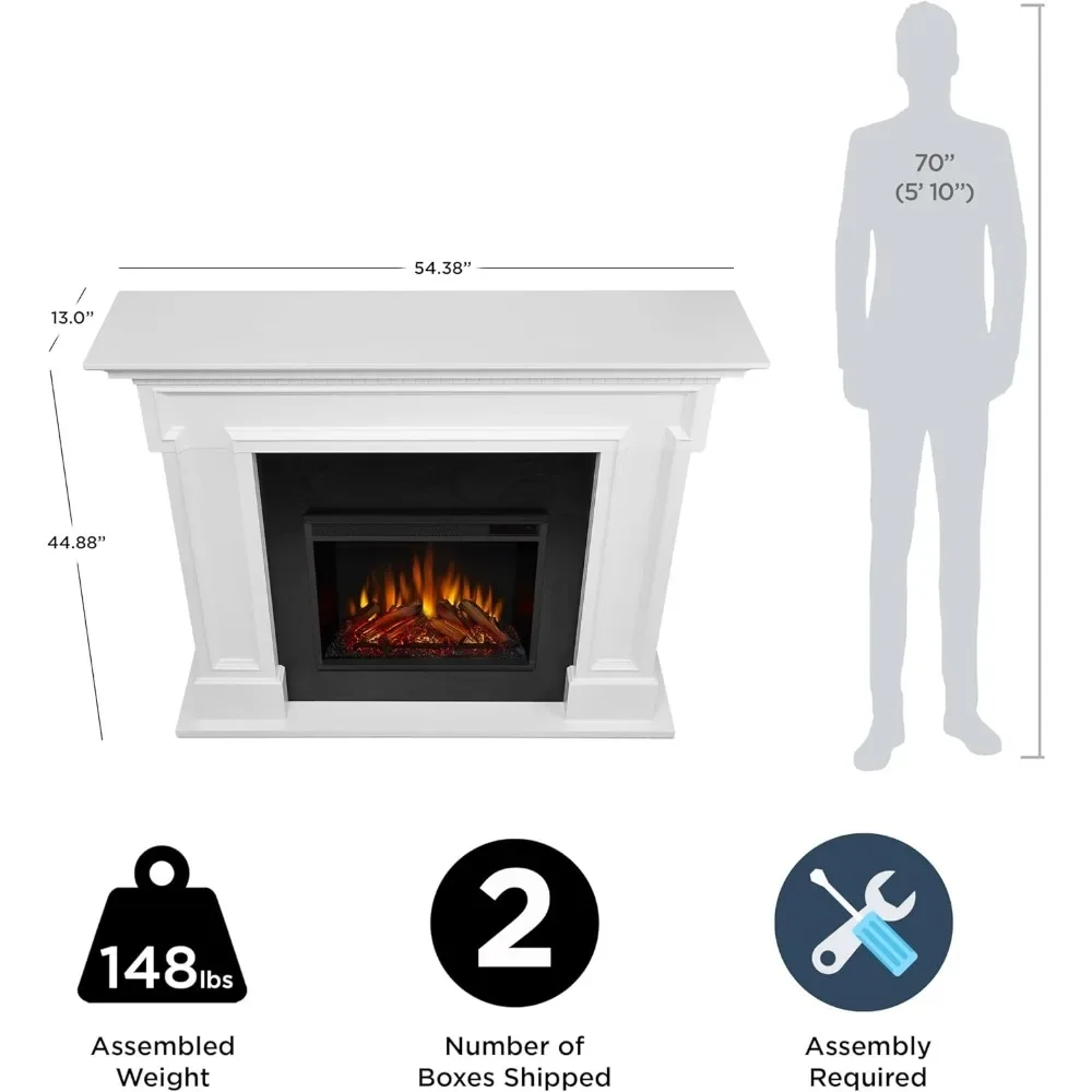 Thayer 55” Electric Fireplace with Mantel for Living Room or Bedroom, Replaceable Fireplace Insert Heater 4