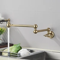Brushed Gold Rotated Kitchen Sink Faucet Cold Water Tap Brass Basin Sink Swivel Faucets Wall Mounted Faucet 5