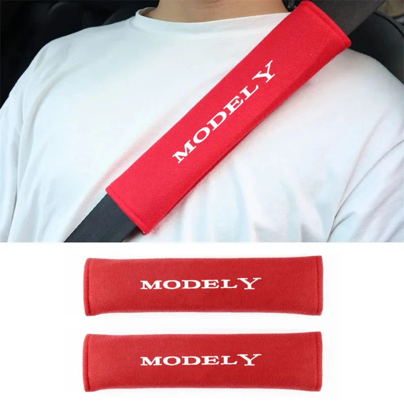 Car Seat Belt Shoulder Protector Adjustable Accessories 2Pcs For Tesla Model Y 3 S X Roadster Bonina