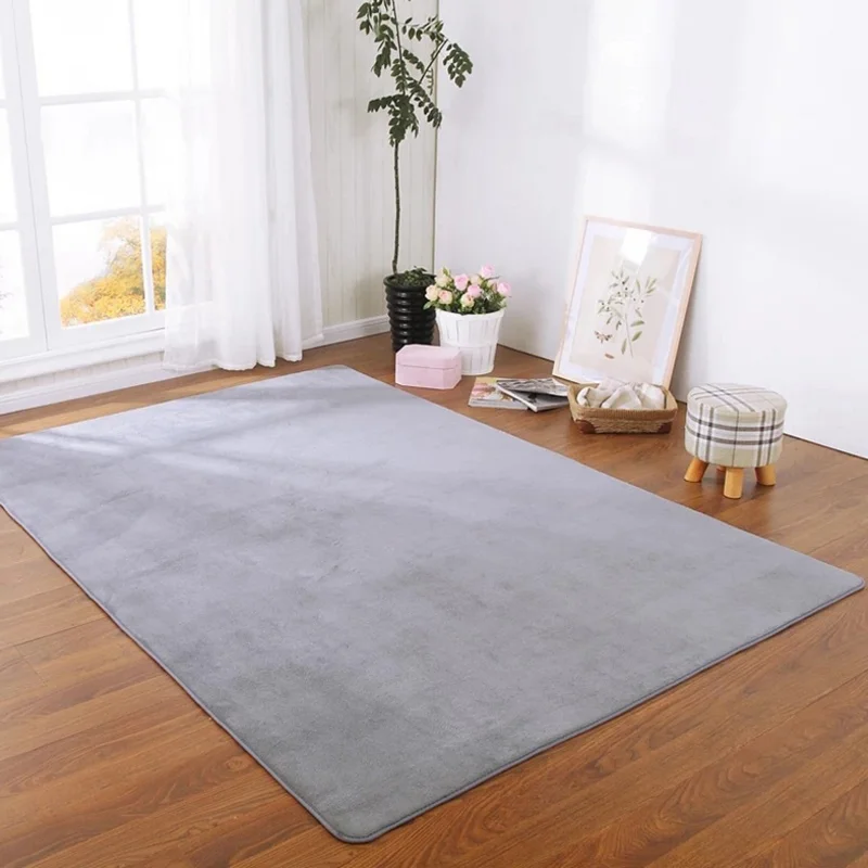 Solid Color Coral Velvet Carpet Modern Living Room Carpet Bedroom Bedside Children Rug Tatami Crawling Mat Home Decoration Rug