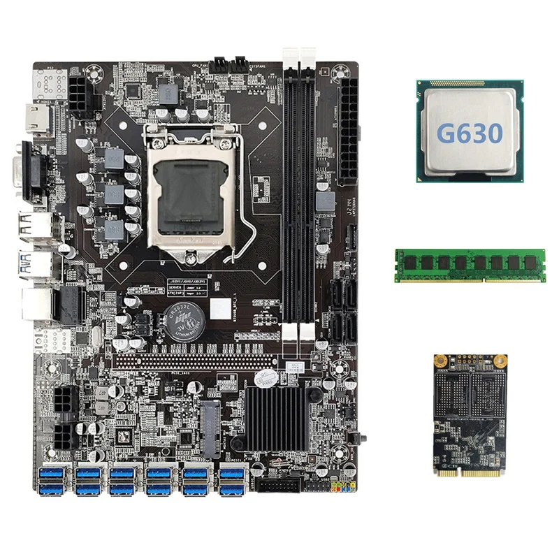 good motherboard for pc B75 BTC Mining Motherboard 12 PCIE To USB3.0+G630 CPU+DDR3 4GB 1600Mhz RAM+128G MSATA SSD B75 USB Miner Motherboard the motherboard