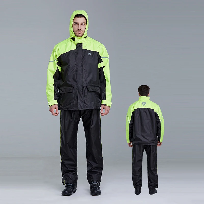 Motorcycle Rider Raincoat Men Rainsuit Waterproof Motorbike Women Cycling Jacket Pants Foldable Windproof Reflective
