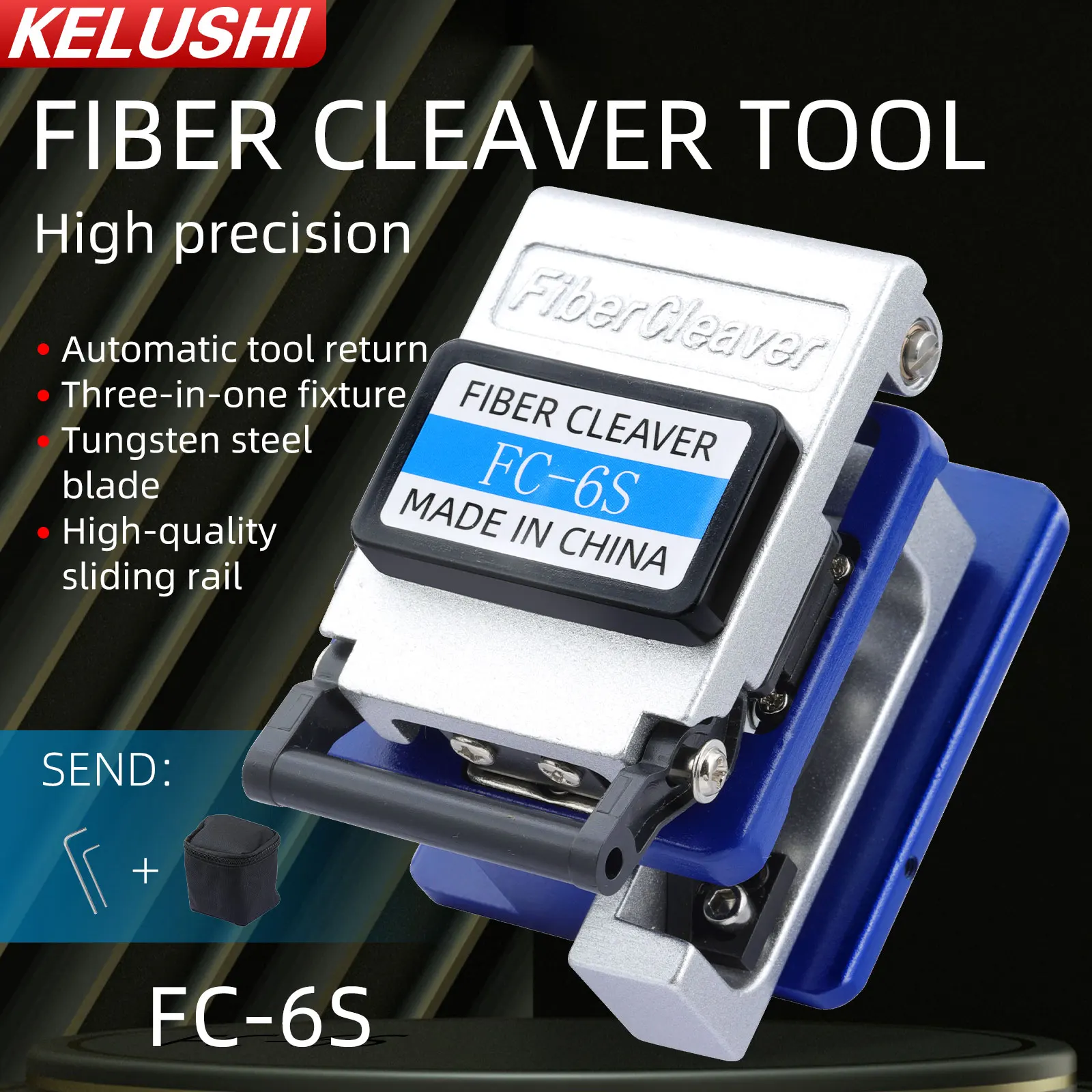 Ftth Too Optical Fiber Cleaver FC-6S  High Precision Aluminum Fiber Cleaver Optic Connector  Free Shipping KELUSHI