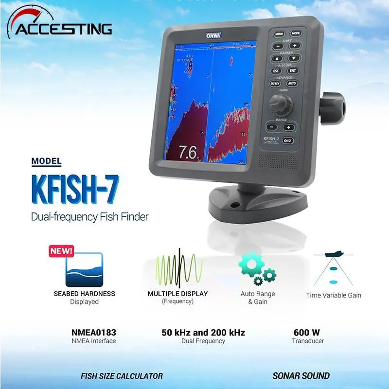 Marine fish Finder ,depth sounder ONWA KFISH -7 sonar fish finder, With Dual Frequency For Marine Boat Accessories