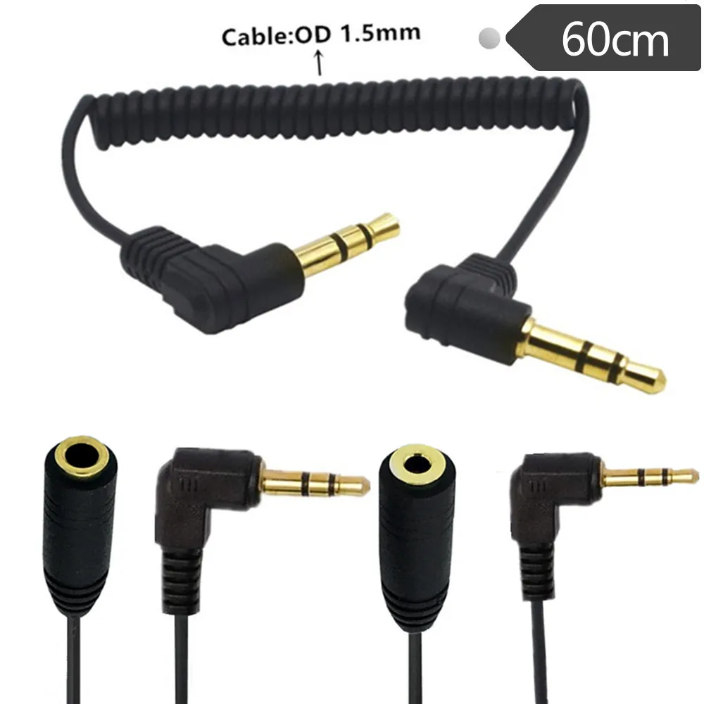 

3 Pole stereo 2.5mm Male to 3.5 mm Female Jack 90 Right Angled Male To Female Audio Adaptor Spiral Cable Cord