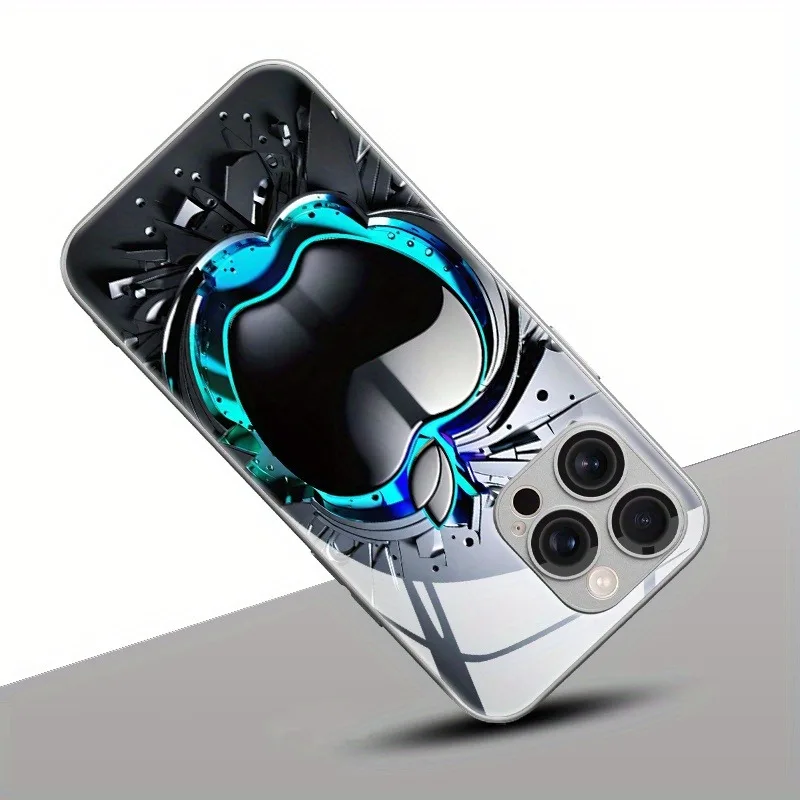 Sleek Black Grey Electroplated Pattern Glass Phone Case