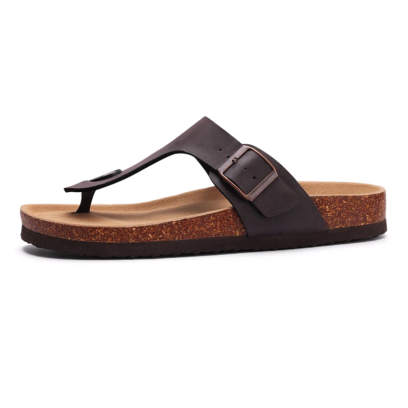 Kidmi Women's Summer Barefoot Sandals Cork Footbed Nonslip Slides Leather Clogs for Beach Essential Footwear