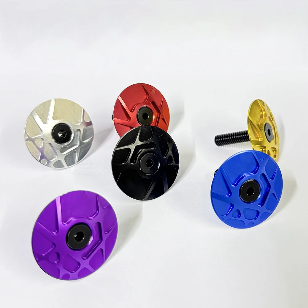 Bike Headset Cap Aluminum 7075 Head-cap Headset Acessories Extra Light CNC Machined Top and Titanium Bolt Stem Cap Bicycle Part bicycle headset bike stem cap bicycle head cap