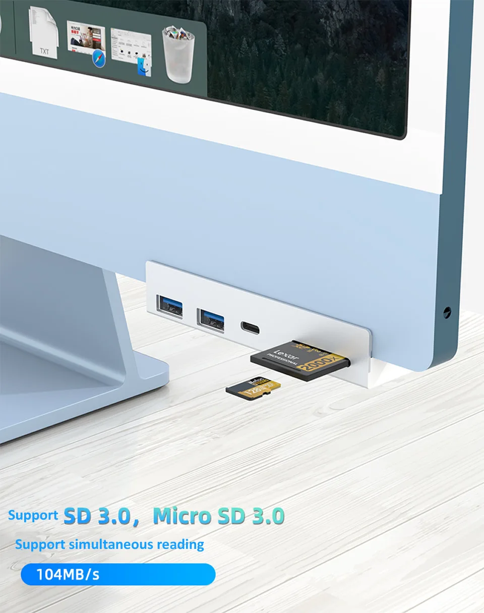 adaptador externo de alumínio multi 5 portas