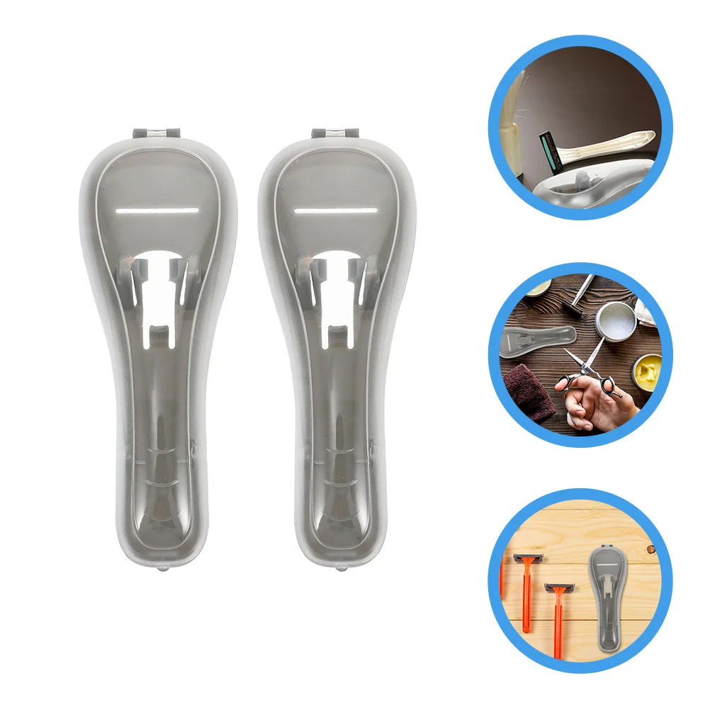 

2 pcs Portable Razor Case Plastic Razor Case Travel Manual Razor Case Razor Protector