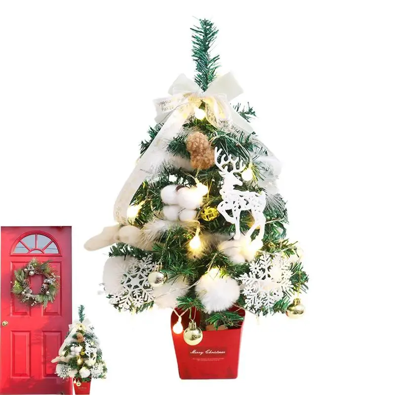 

Мини Рождественская елка с подсветкой, настольное украшение, Рождественская елка со светодиодной гирляндой, подсветка, домашний декор, настольные украшения 60 см