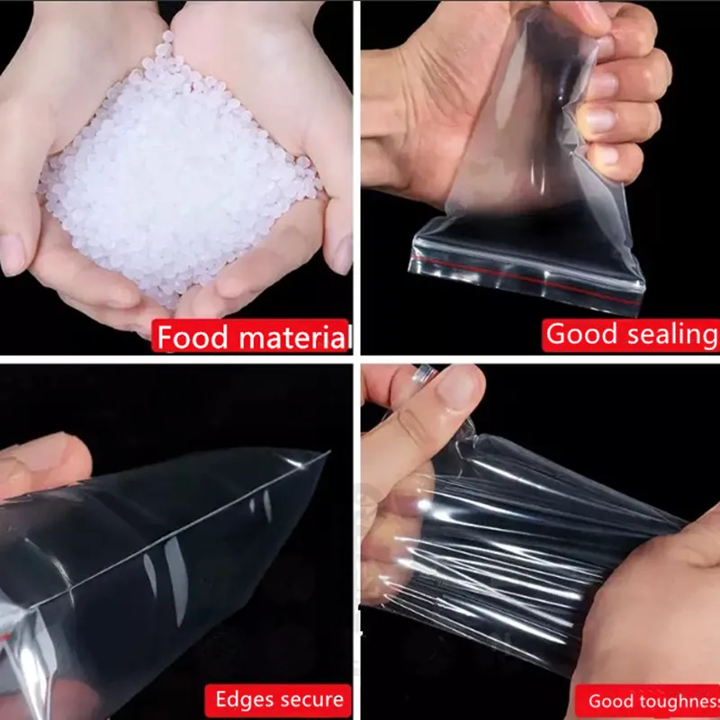 100Pcs Self Sealing Zip Lock Bags,Plastic Jewelry Storage Bags ,Food Storage Reclosable Poly Clear Packaging Bags 4