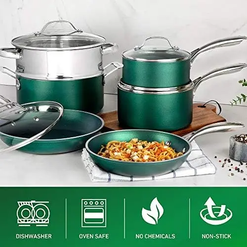  Emerald 2.5 Quart Saucepan with Lid, Ultra Nonstick Sauce Pan,  Small Pot with Lid, NonToxic Ceramic Nonstick Saucepan,Small Sauce Pot,  Cooking Pot, Dishwasher Safe Sauce Pan, Small Pots for Cooking: Home
