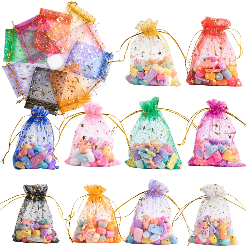 50 stücke 7x9 cm Geschenk Organza Beutel Drawable Hochzeit Party Dekoration Geschenk Taschen Hochzeit Geburtstag Party Süßigkeiten geschenk Taschen Verpackung – Detail 1