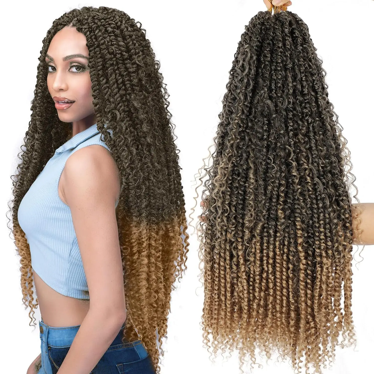 Boho Style Passion Twist Hair 22 inches long pre-Twist crochet goddess Passion Twist pre-loop curl crochet Boho Style Tw