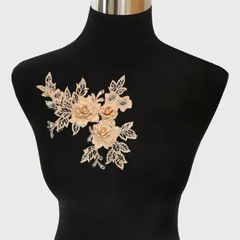 زهرة دانتيل مطرزة ثلاثية الأبعاد ، زينة زفاف ، فستان زفاف زهر تصنعه بنفسك ، مشغولات خياطة ، عزر ، خياطة 5